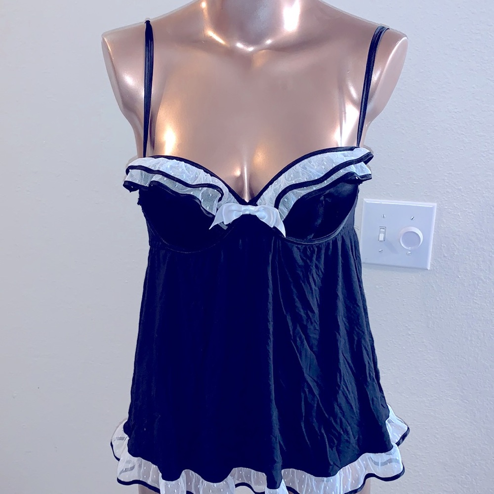 Victoria’s Secret 34C Black White Babydoll Nighty Lingerie